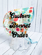 Load image into Gallery viewer, Custom Reversible Bonnet Order - Newborn to 10yr old